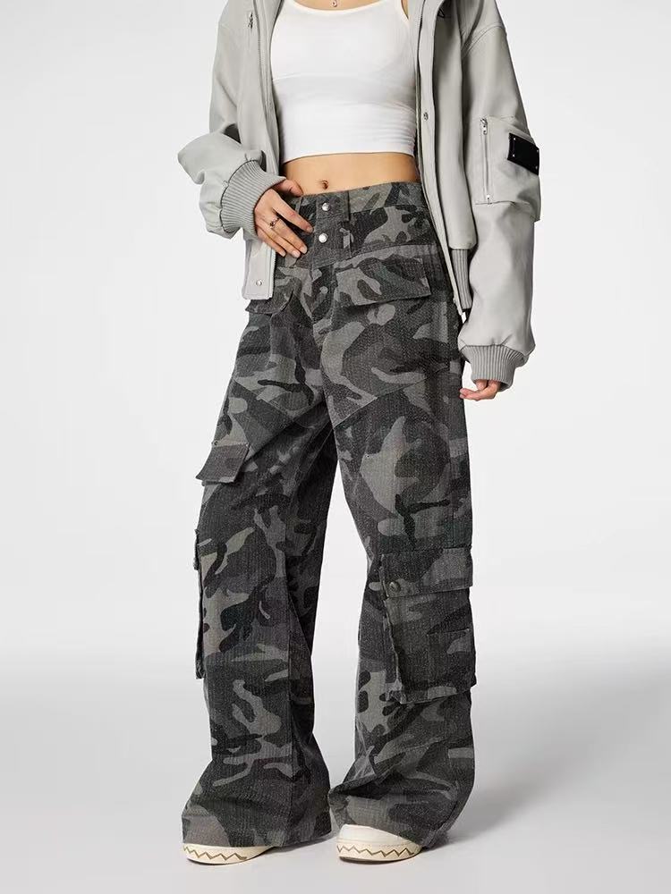 ACHOCK Retro Heavy Duty Workwear Camouflage Jeans