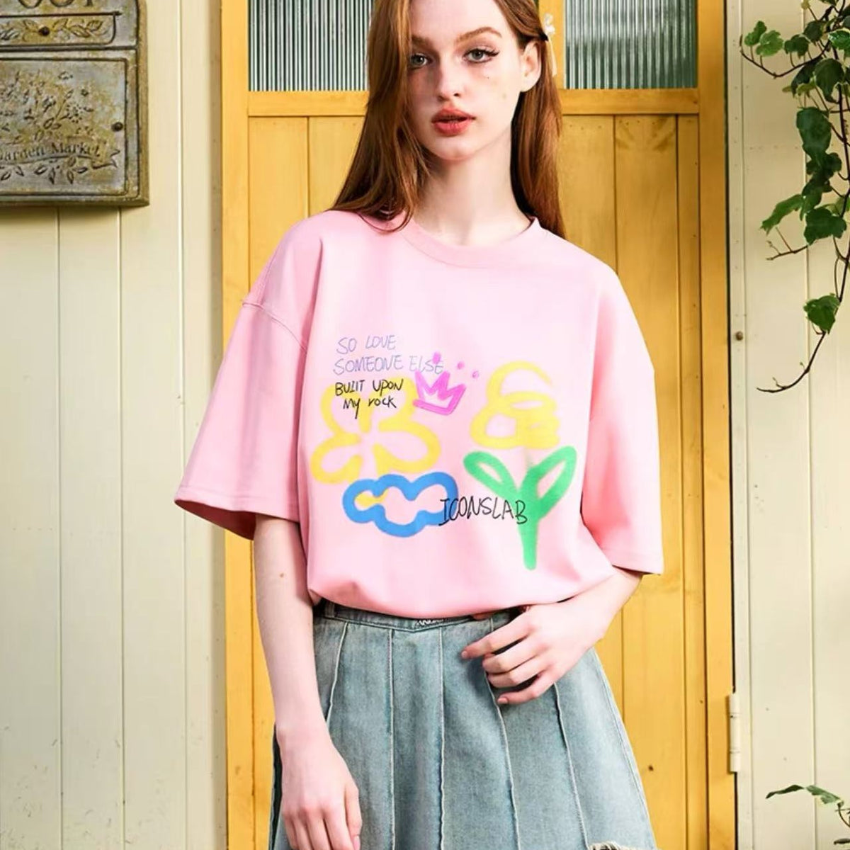 ICONSLAB Fun Hand Drawn Doodle Flowers T-shirts