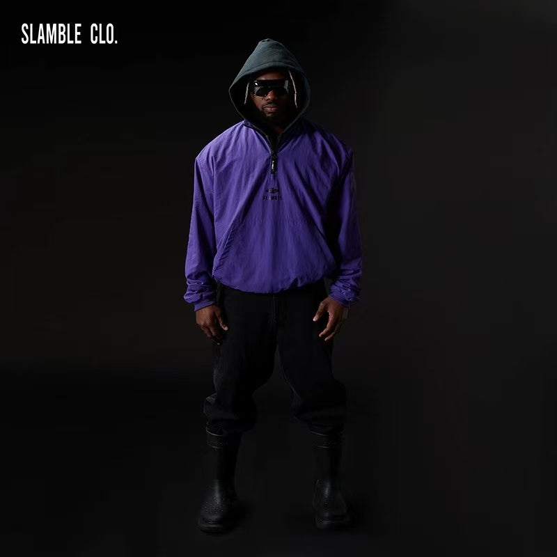 SLAMBLE Lightweight Woven Half-zip Casual Sport Jacket