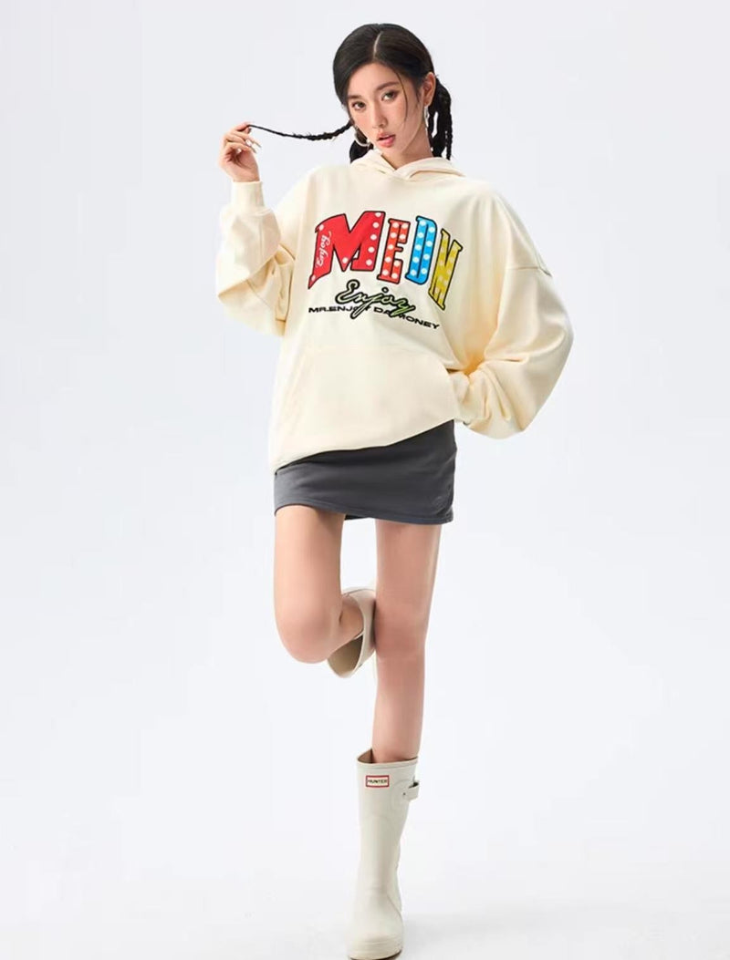 MEDM Neon Color Letter Hoodie