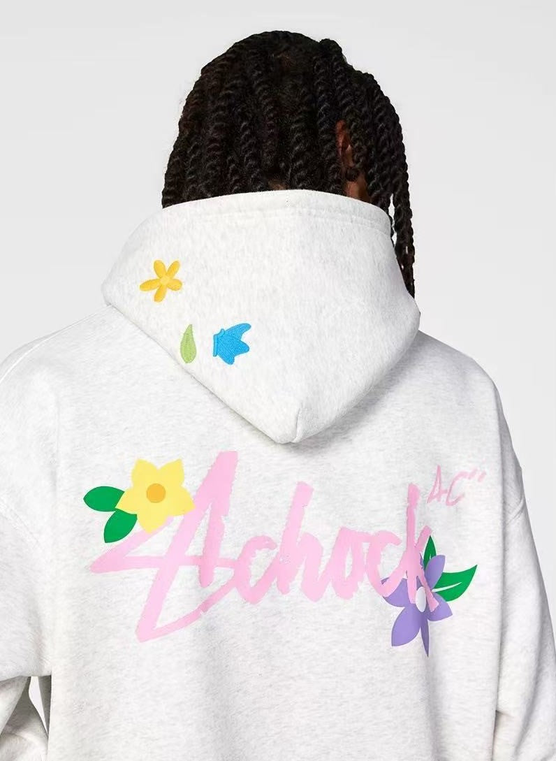 ACHOCK Logo Floral Embroidered Hoodie