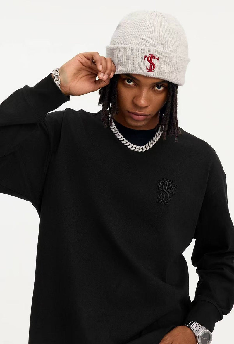 STK Vintage Circular Applique Embroidered Long-Sleeve T-Shirt