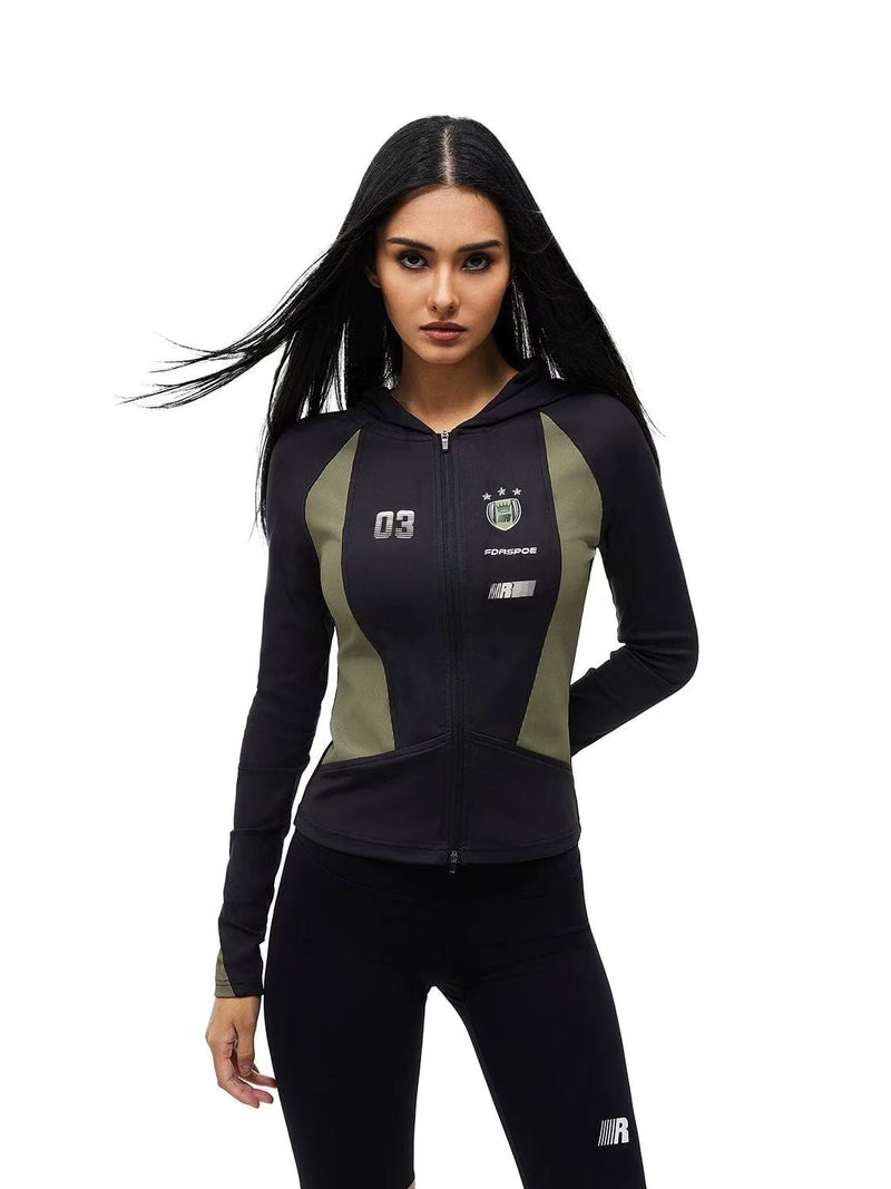 FDR Retro Contrast Patchwork Hooded Sweatshirt (For Women)