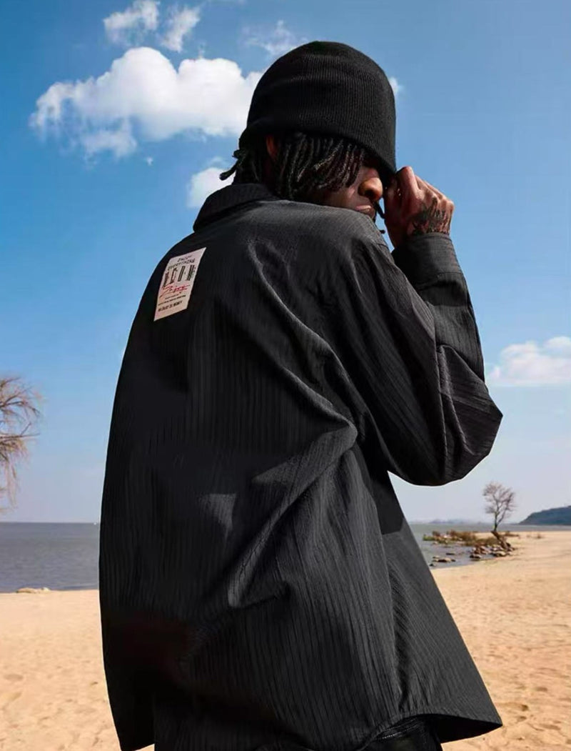 MEDM Letter Embroidered Long- sleeve T-shirt