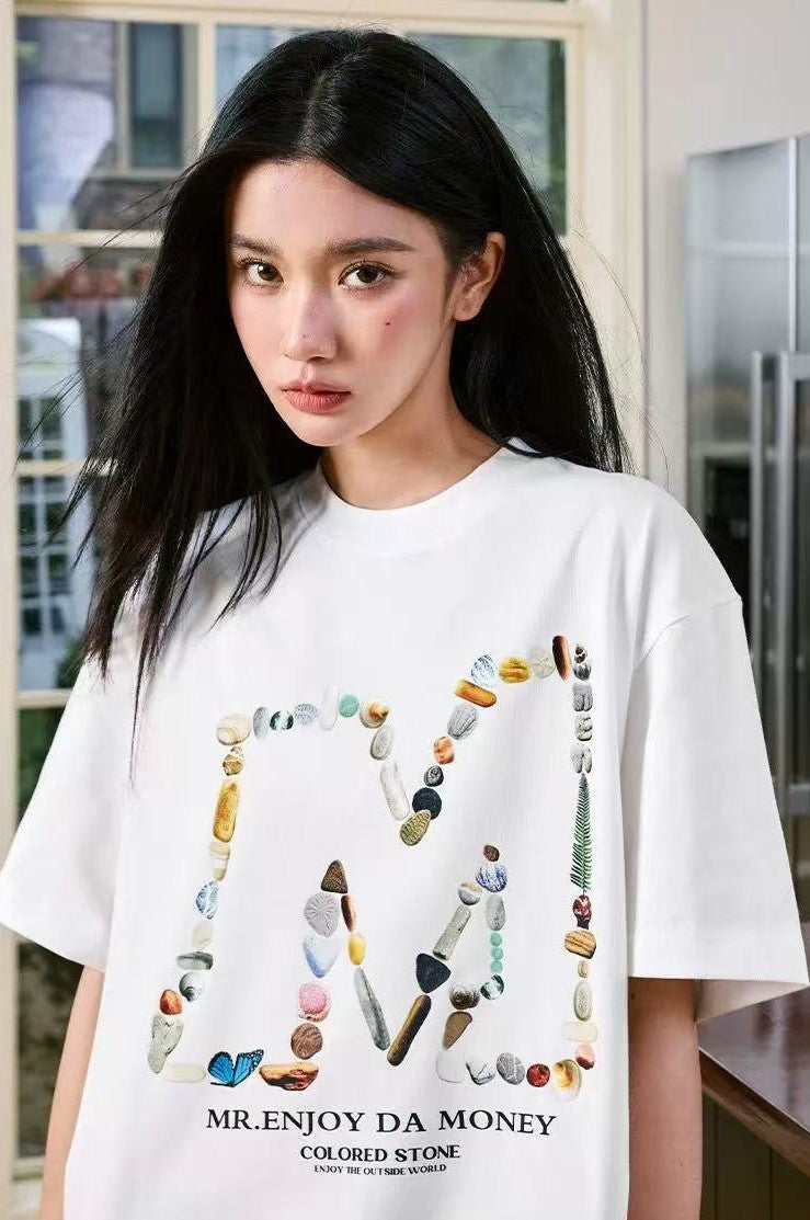 MEDM Colorful Stone M Print Short-sleeve T-Shirt