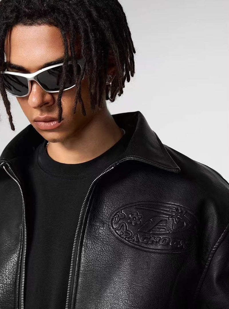 ACHOCK Heavy Steel Embossed Leather Jacket