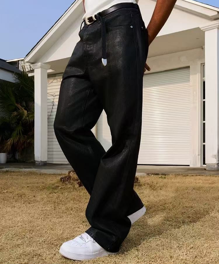 AFGK Casual Loose Wax Denims Pants