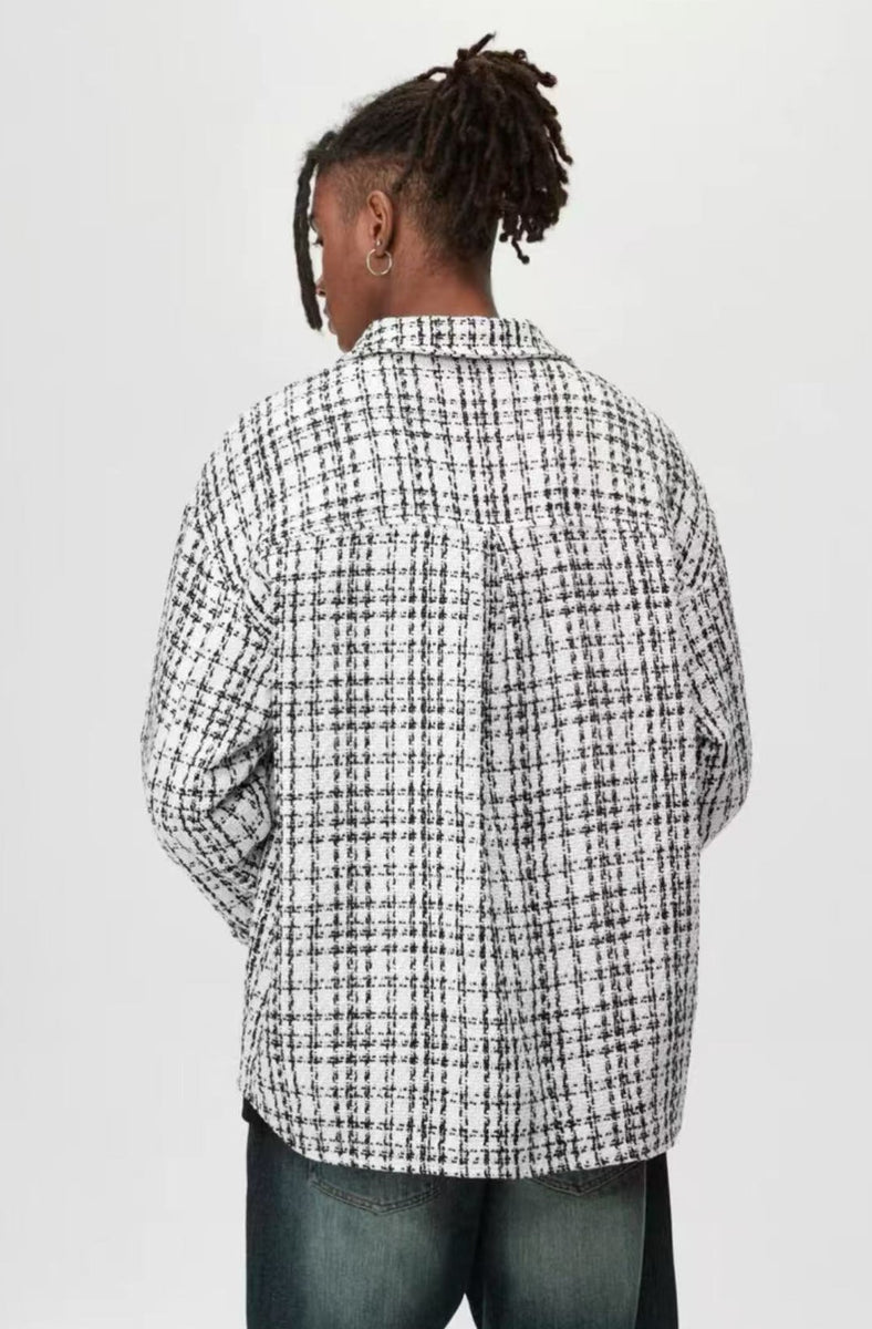 ATRY Checked Leather Logo Long Sleeve Shirt