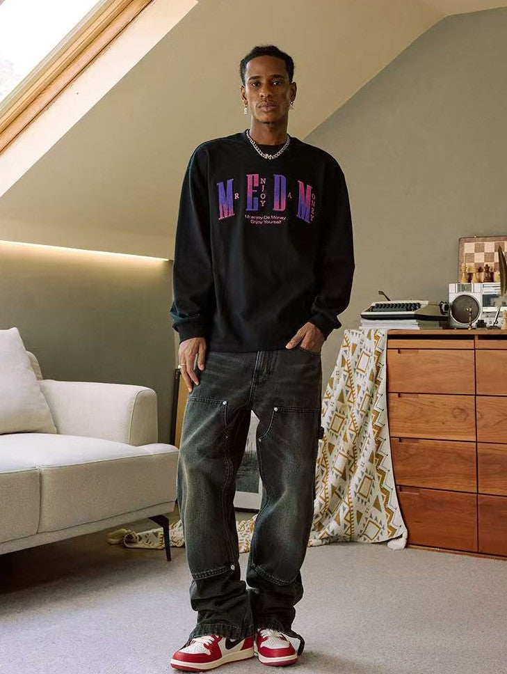 MEDM Toothbrush Embroidered Patch Long-sleeved T-shirt