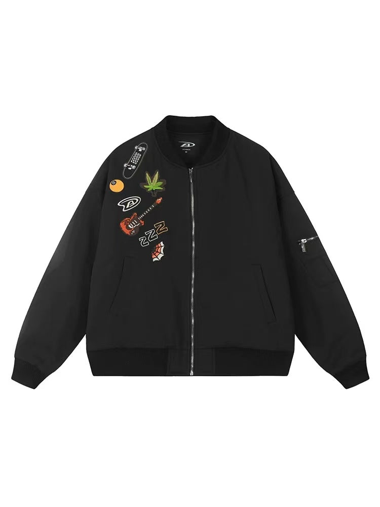 ACHOCK Badge Embroidered Heavy Duty Bomber Jacket