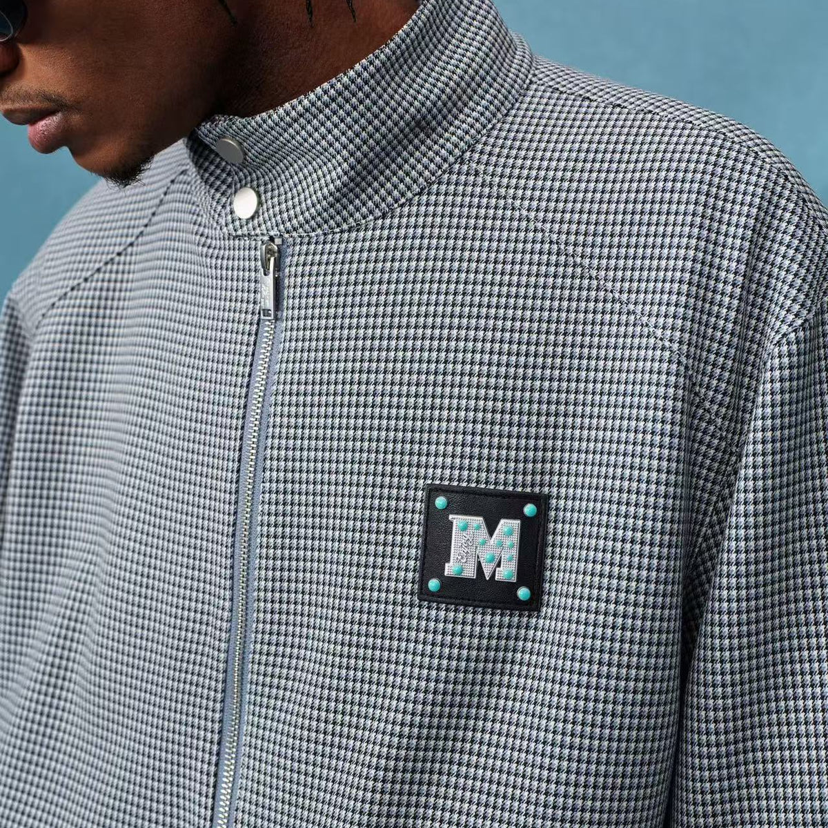 MEDM Houndstooth Stand Collar Casual Jacket
