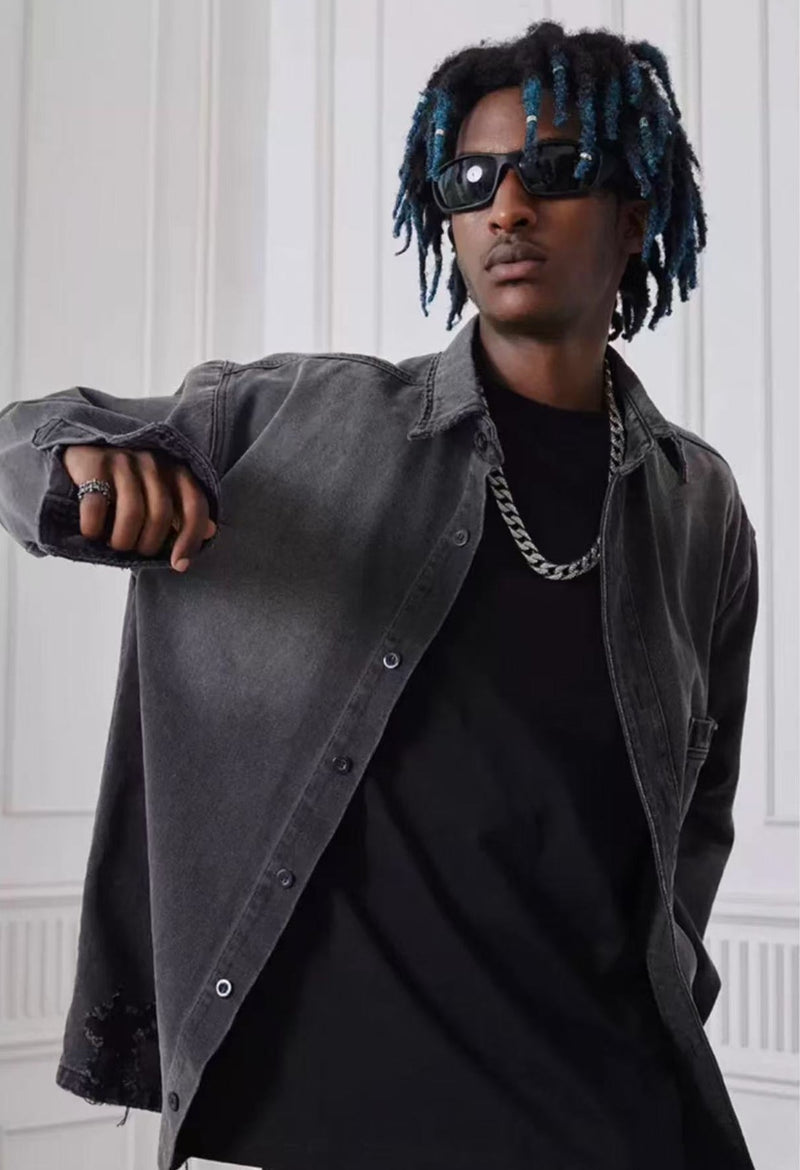 ACHOCK Retro Distressed Denim Jacket