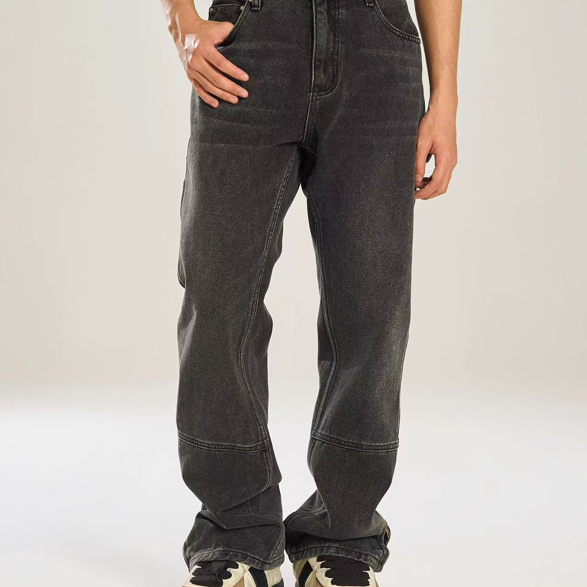 BIPOLAR Multi-pocket Wide-leg Workwear Denim Jeans