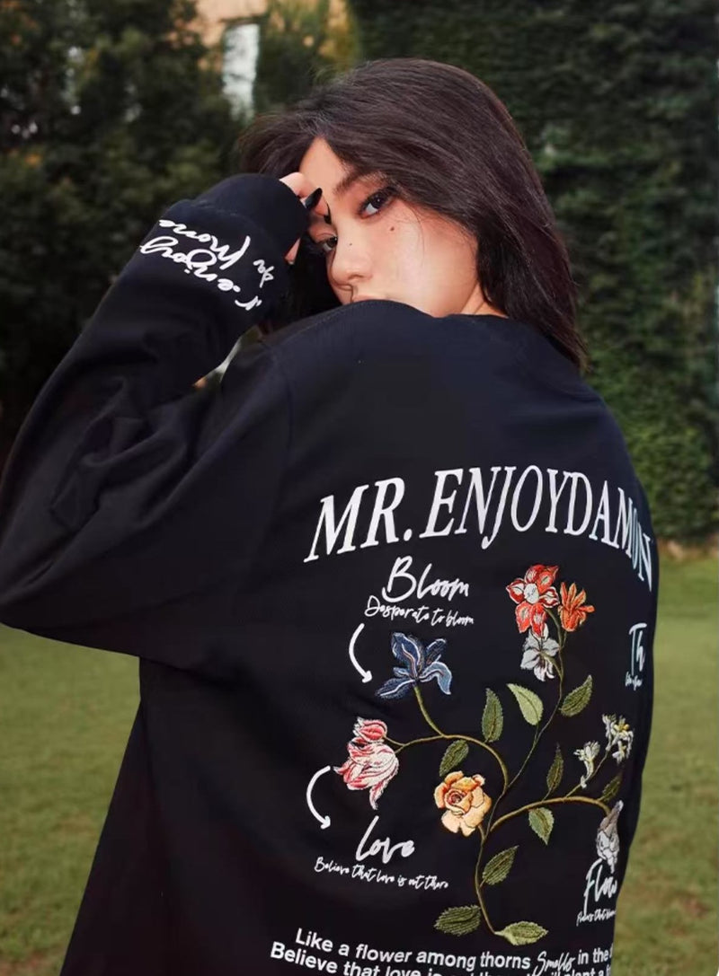 MEDM Floral Embroidered Long-sleeve T-shirt