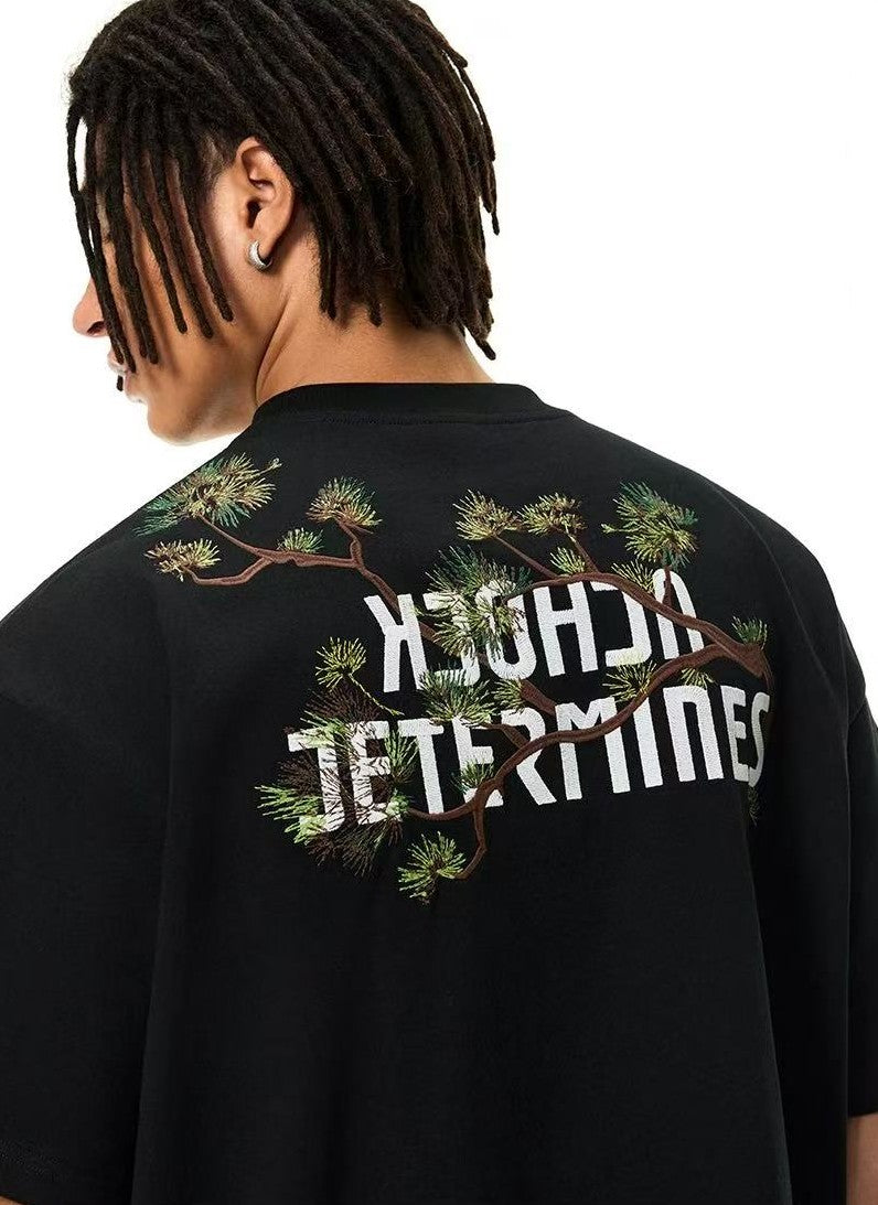 ACHOCK Branch Floral Embroidered T-shirt
