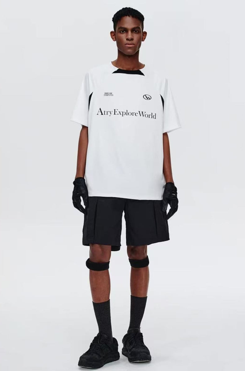 ATRY  Mesh Stitching Contrasting Colors T-shirt