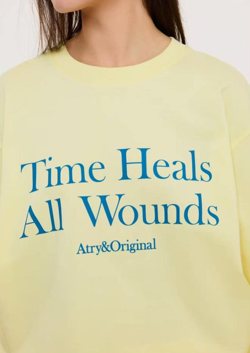 ATRY Slogan Letters Contrast Color Sweater