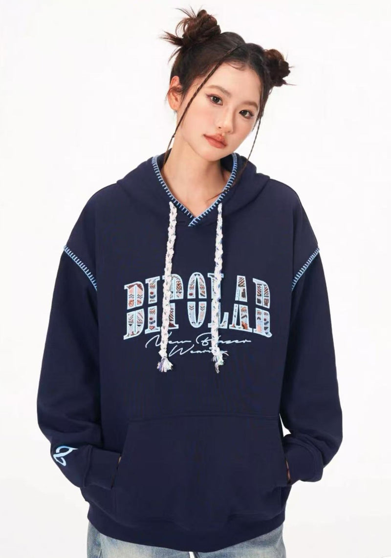 BIPOLAR Ethnic Style Woven Patchwork Hoodie