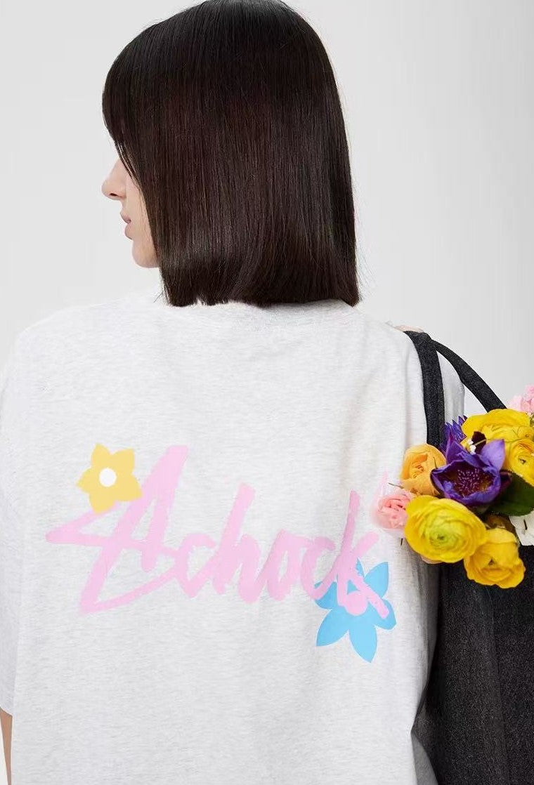 ACHOCK Flower Printed Logo T-shirts