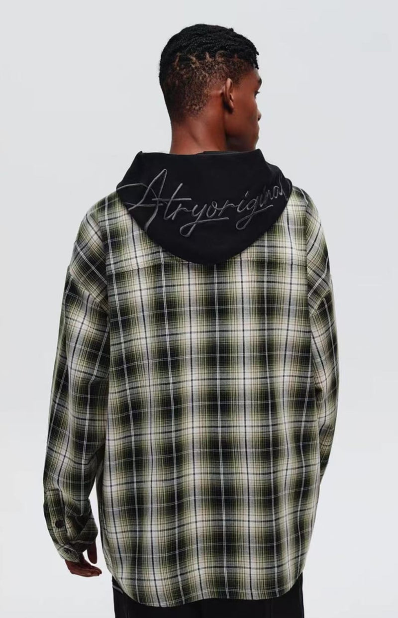 ATRY LOGO Hooded Plaid Shirt