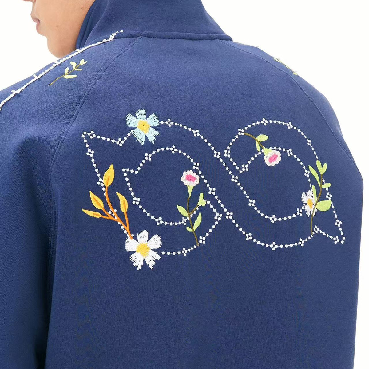 BIPOLAR Floral Embroidered Zipper Sweatshirt
