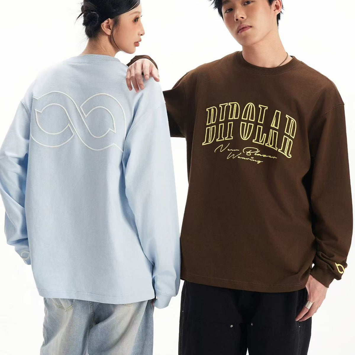 BIPOLAR Basic Embroidered Long-sleeved T-shirt