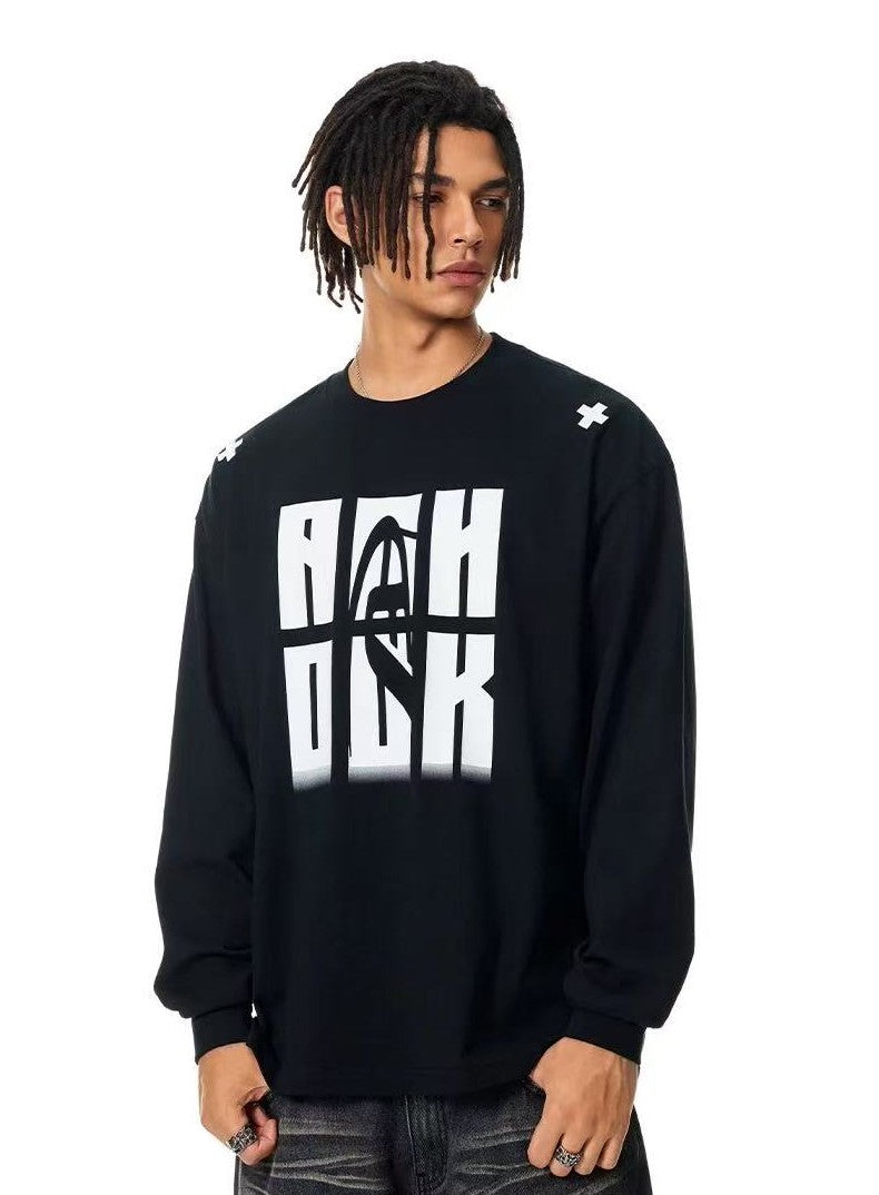 ACHOCK Heavy Letter Print Long-sleeve T-shirt