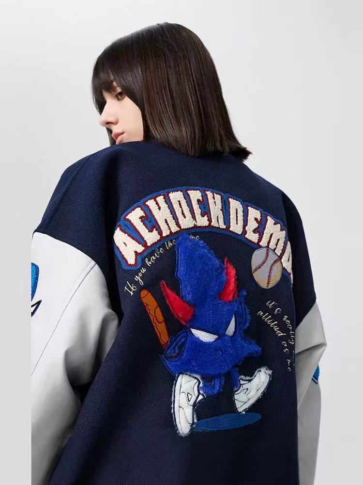 ACHOCK Fun Embroidery Baseball Jacket