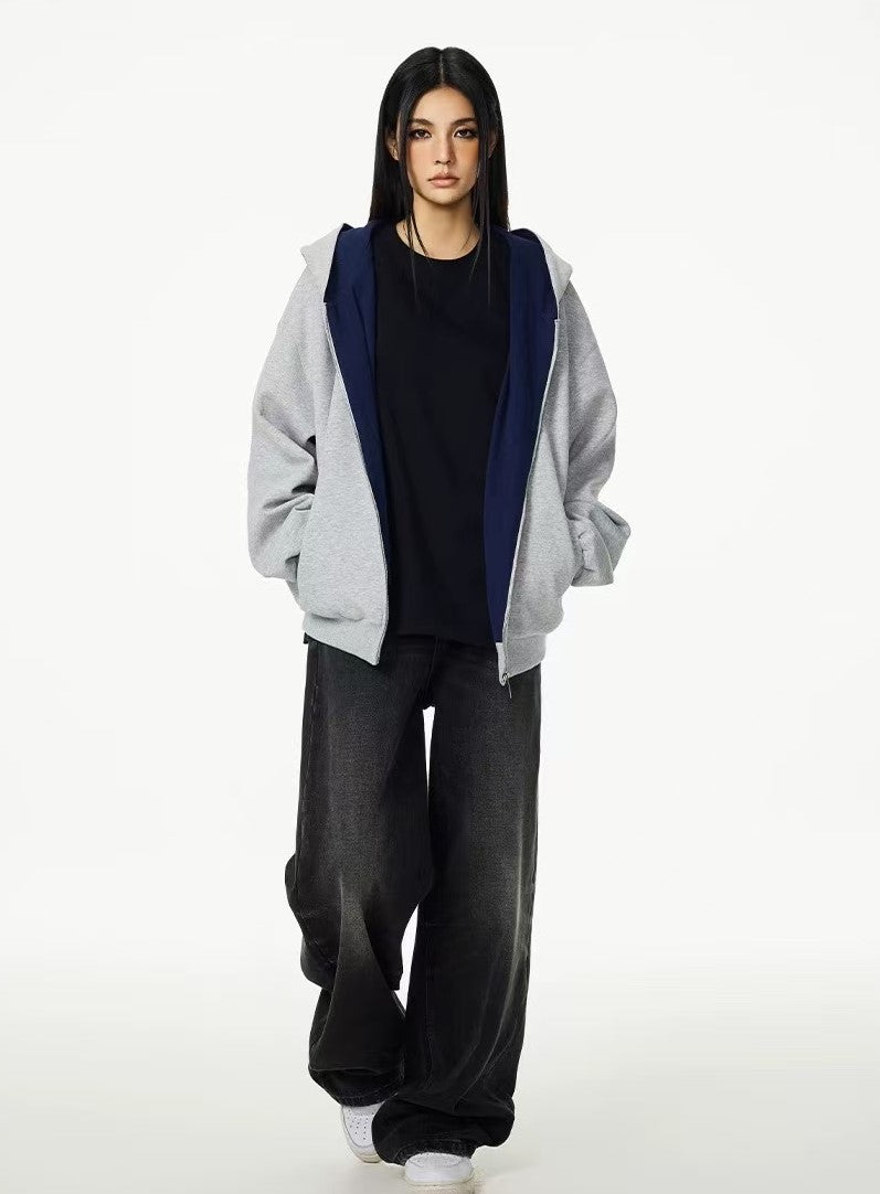 ACHOCK Logo Print Two-tone Hooded Sweatshirt