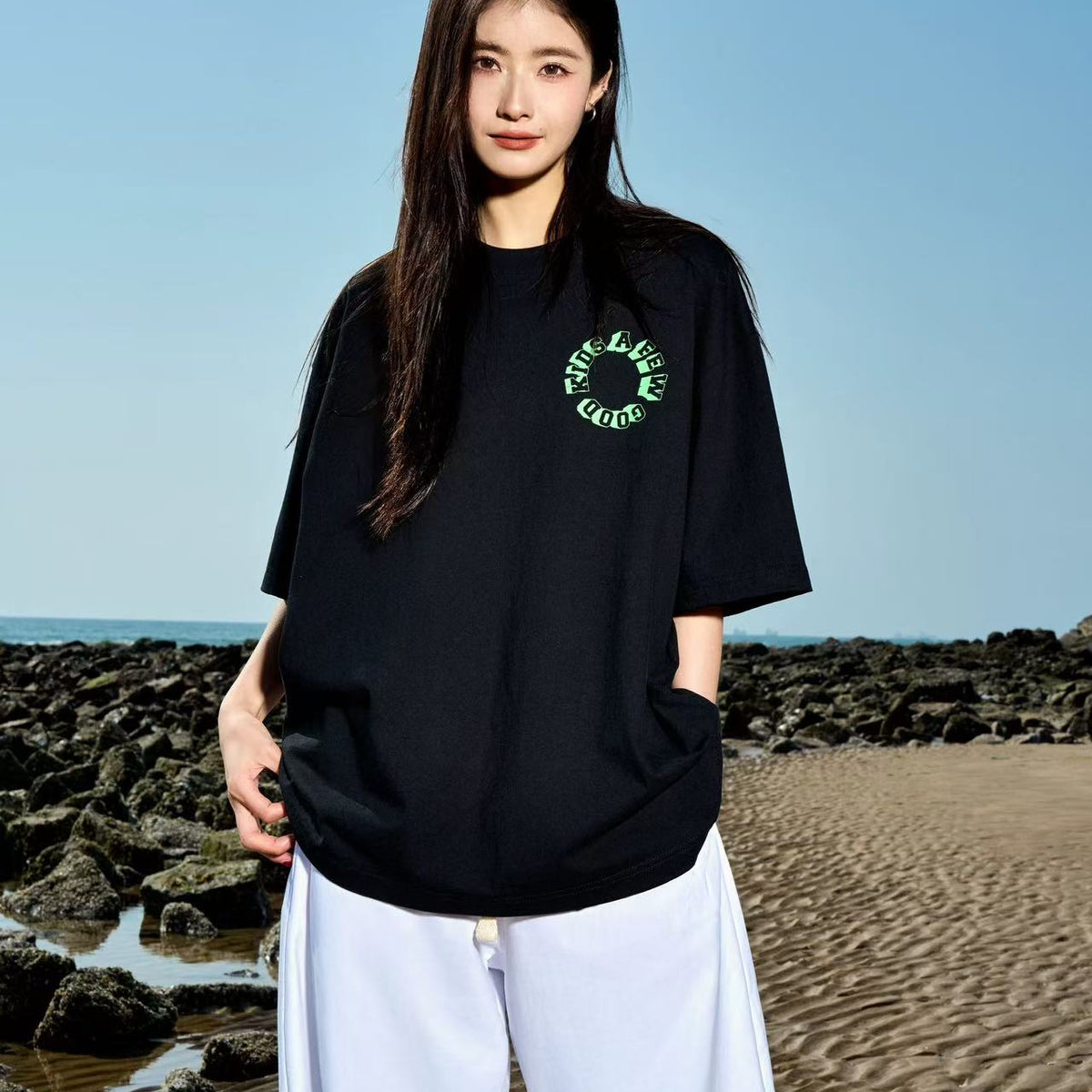 AFGK Slogan Letter Print Short-sleeved T-shirt