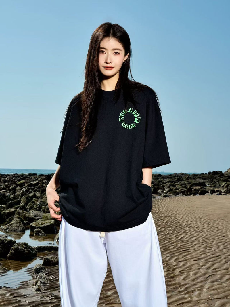 AFGK Slogan Letter Print Short-sleeved T-shirt