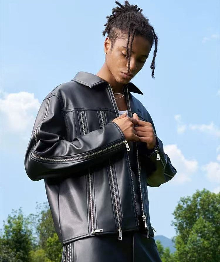 AFGK Zippered Leather Jacket
