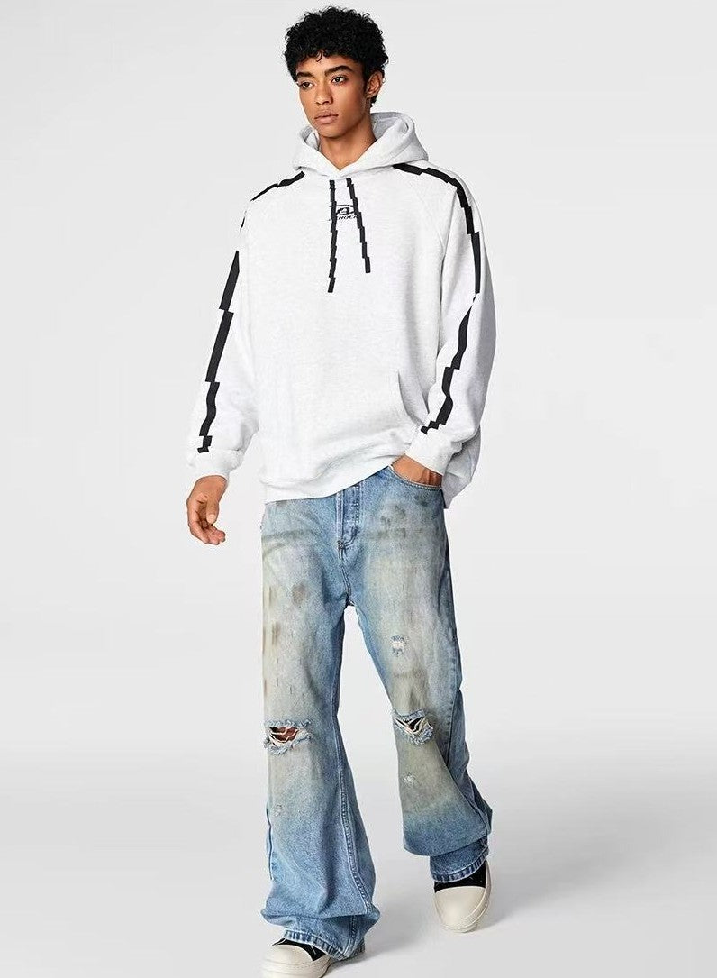 ACHOCK Washed Distressed Ripped Jeans