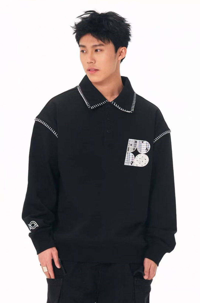 BIPOLAR Lace Patch Polo Sweatshirt