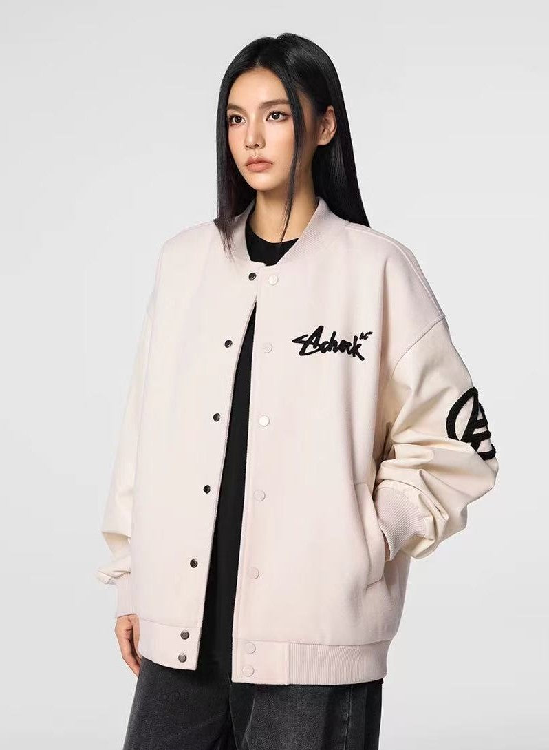 ACHOCK Retro Patchwork PU Leather Jacket