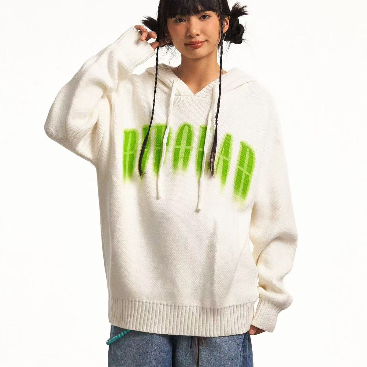 BIPOLAR Direct Print Letter Hooded Sweater
