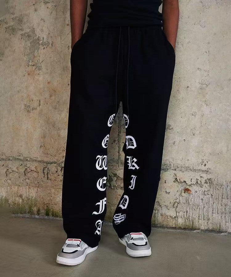 AFGK Embroidered Washed Casual Sports Pants