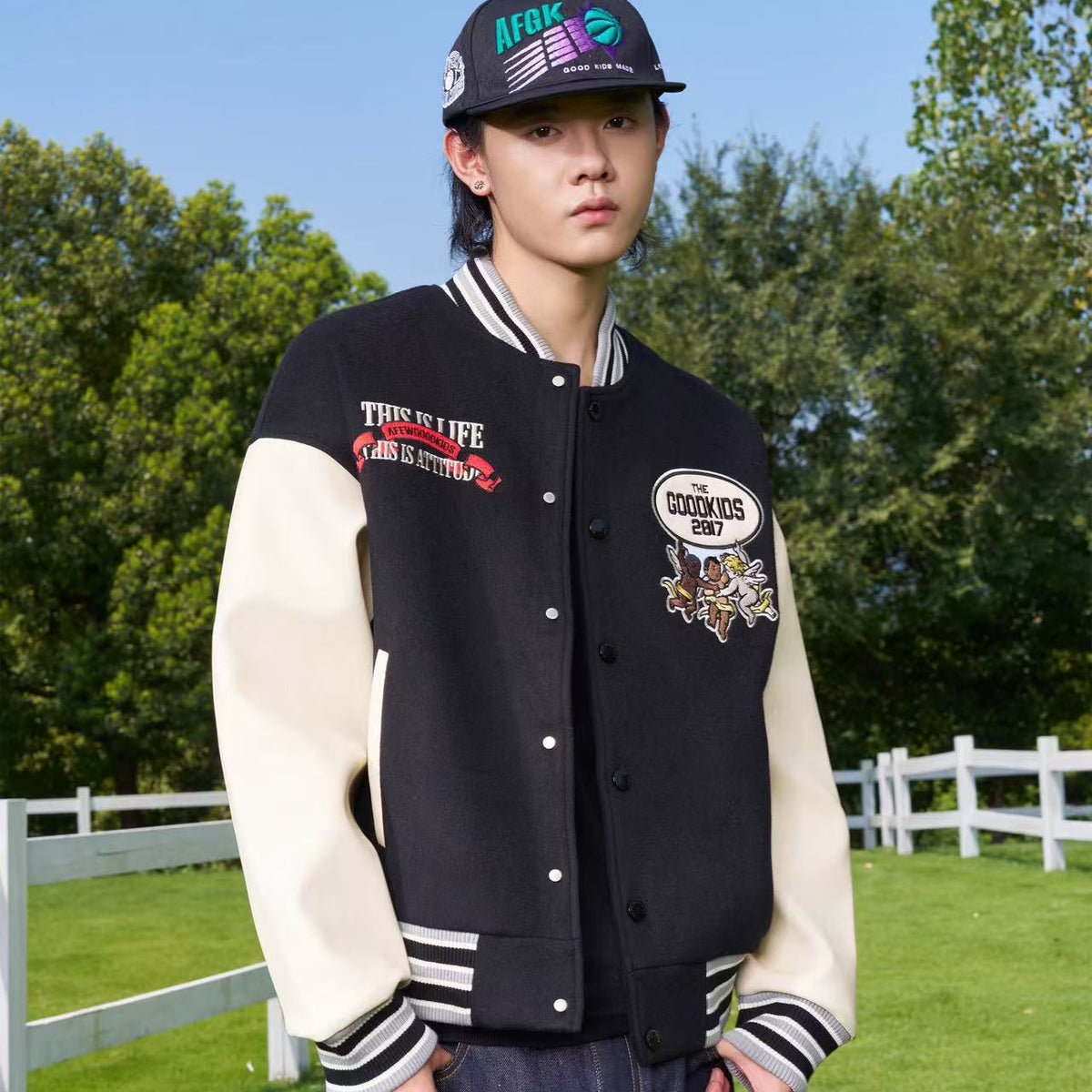 AFGK Angel Embroidered Baseball Jersey