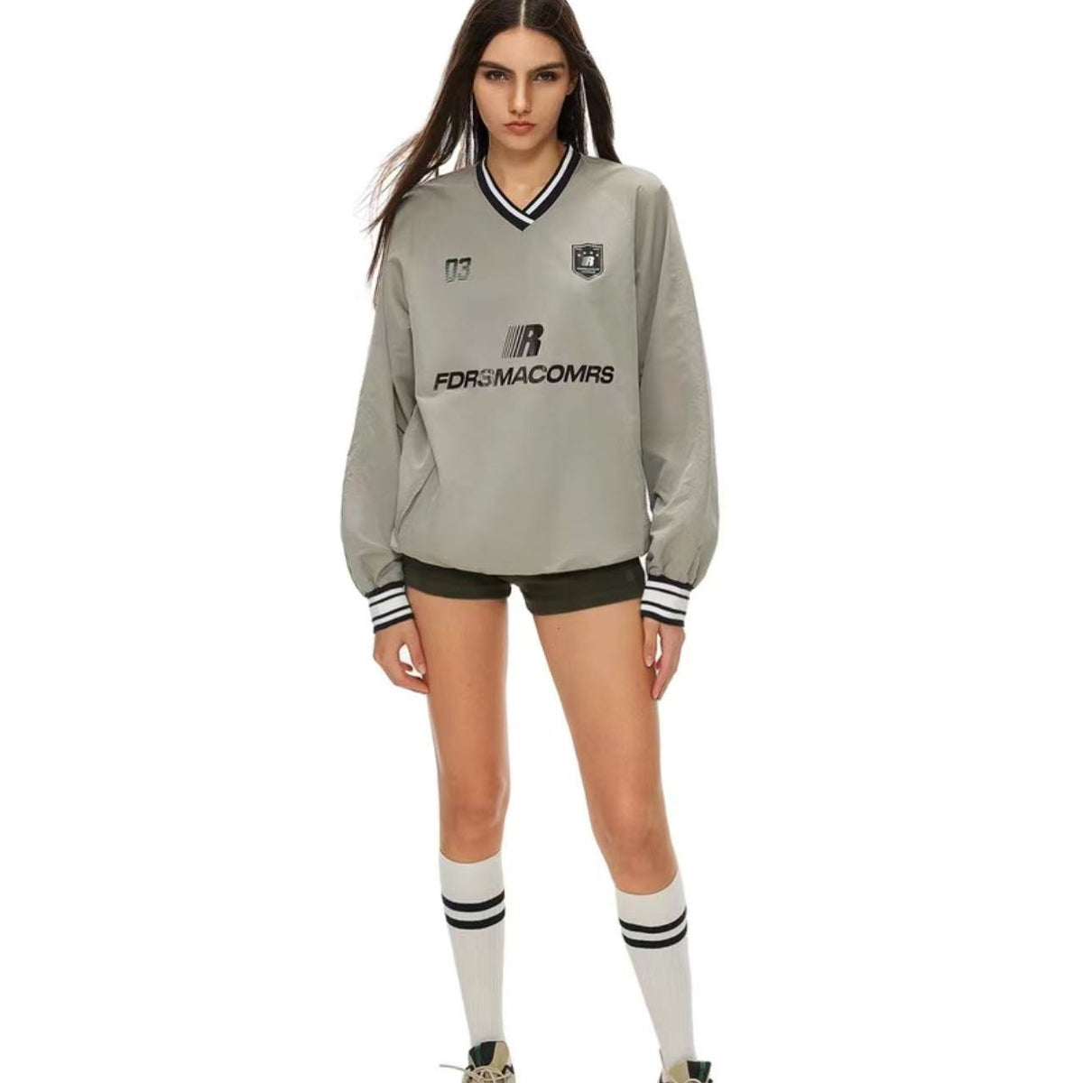 FDR V-neck Small Grid Printed Sweater