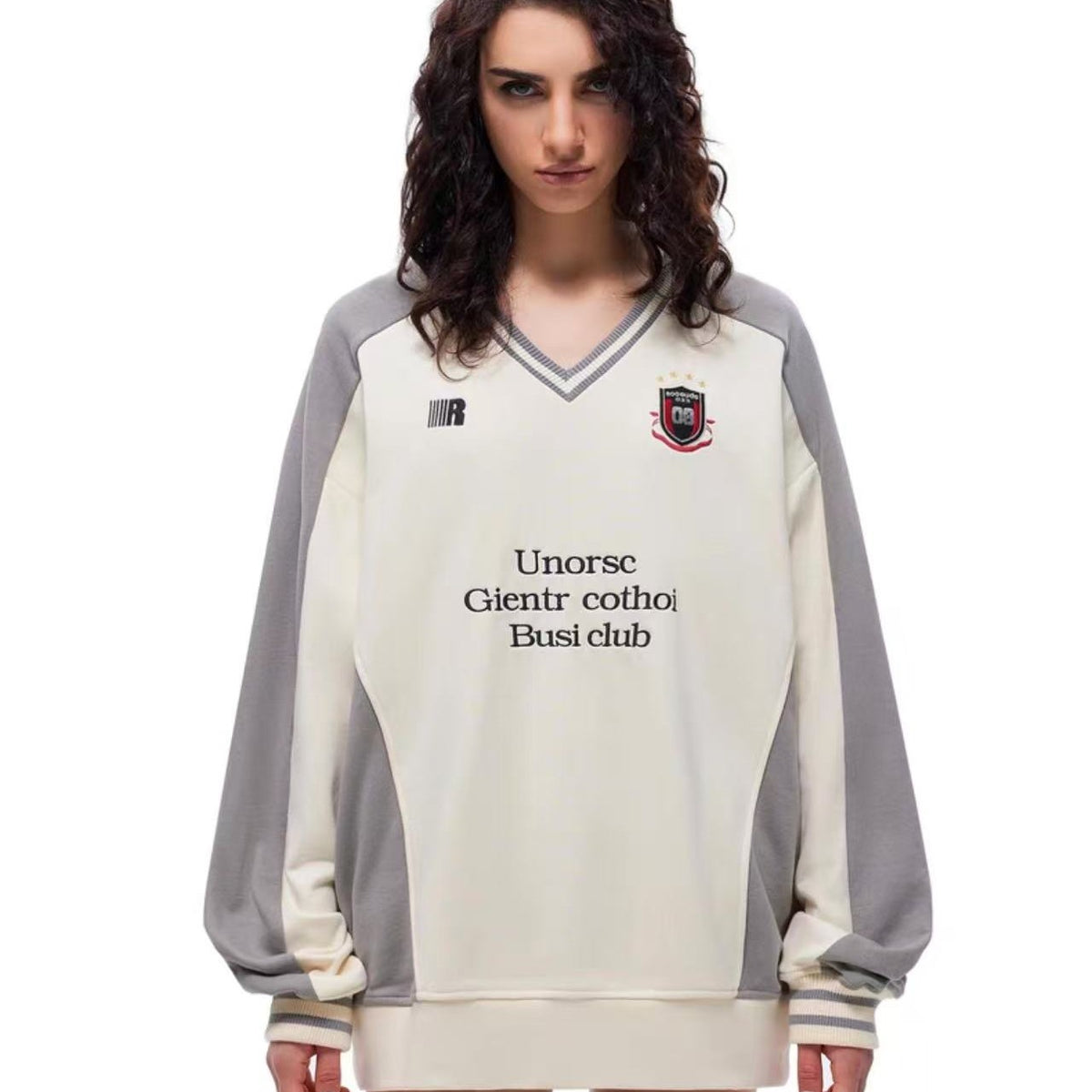 FDR Badge V-neck Contrasting Colors Sweater