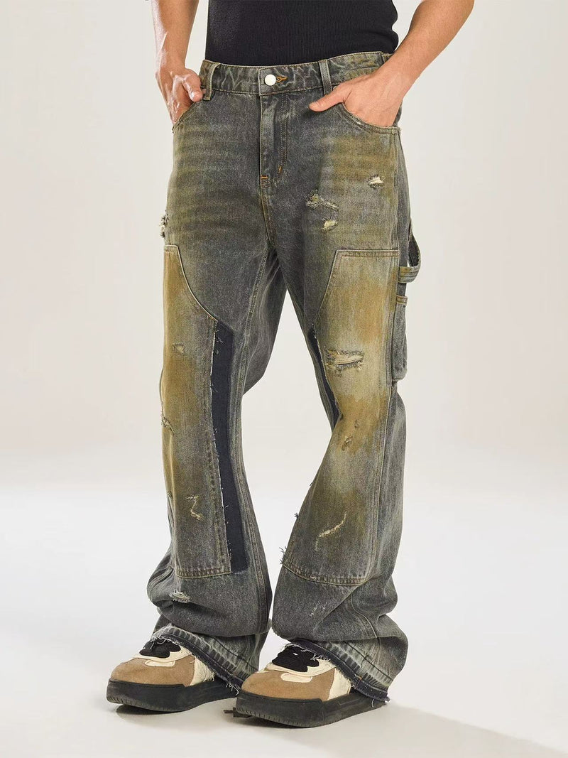 BIPOLAR Washed Dirty Blue Denim Jeans