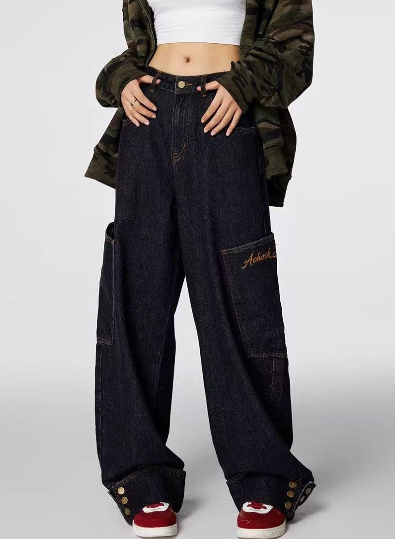 ACHOCK Large Pocket Denim Jeans