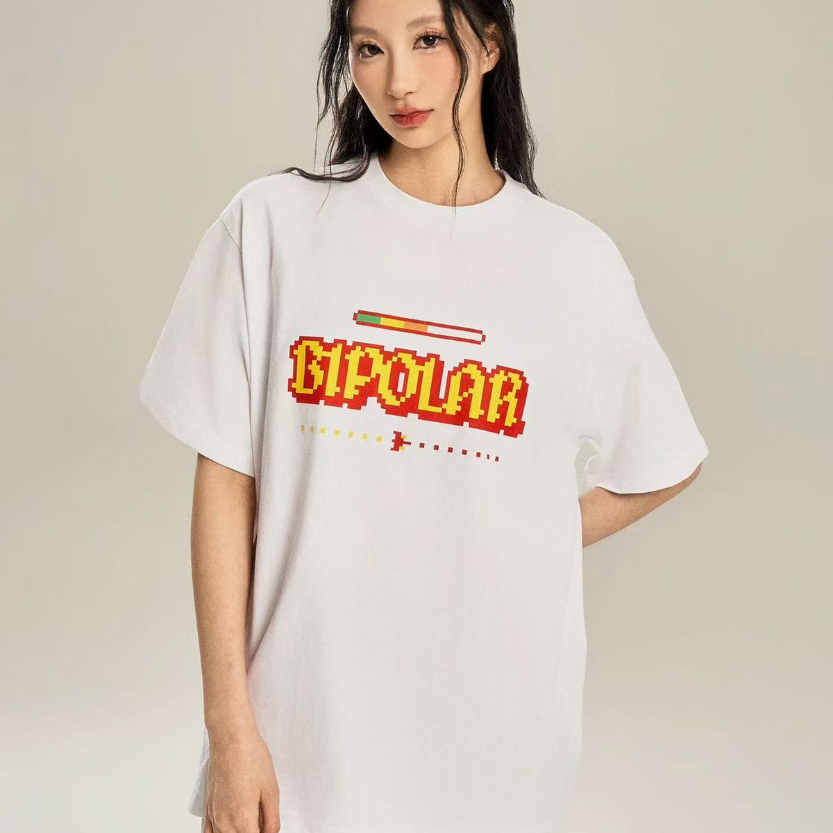 BIPOLAR Pixel Game Offset Printed Short Sleeve T-Shirt