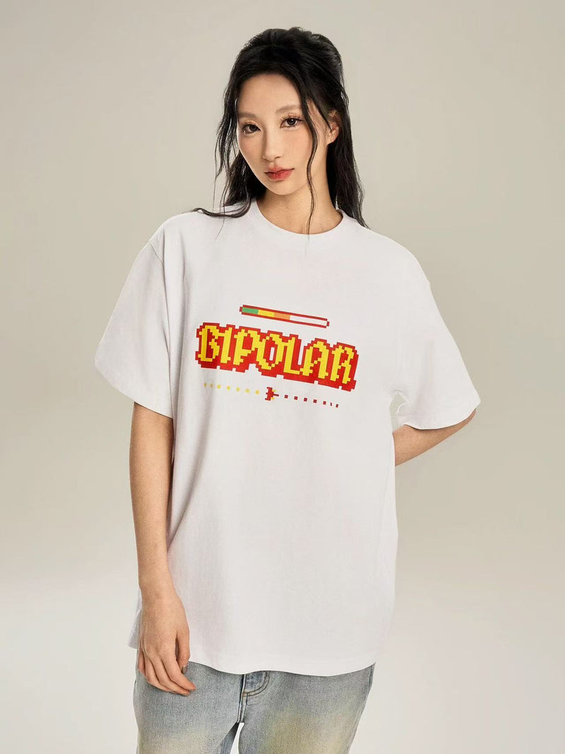 BIPOLAR Pixel Game Offset Printed Short Sleeve T-Shirt