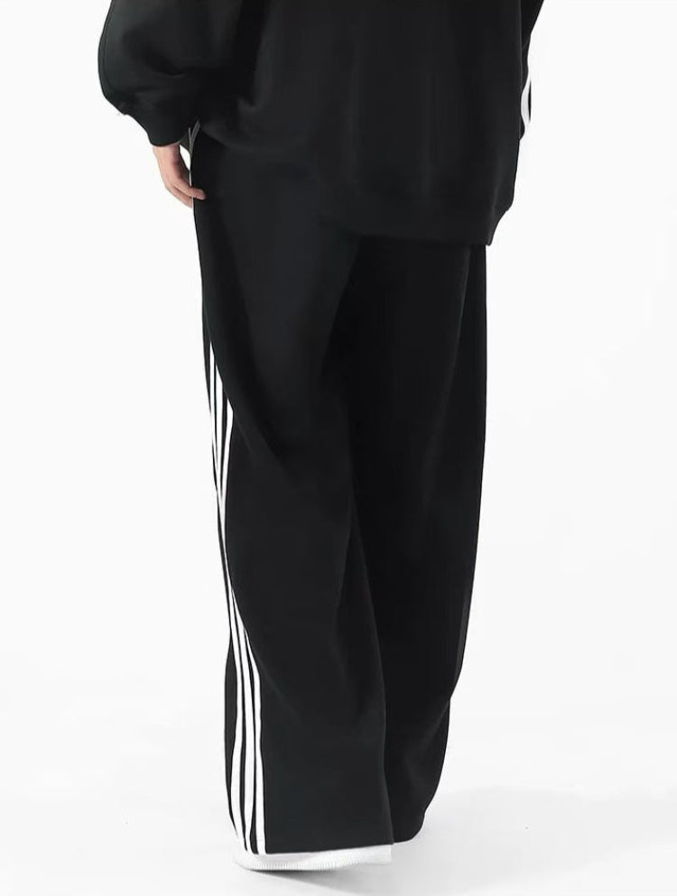 WASSUP Color Matching Wide Leg Track Pants