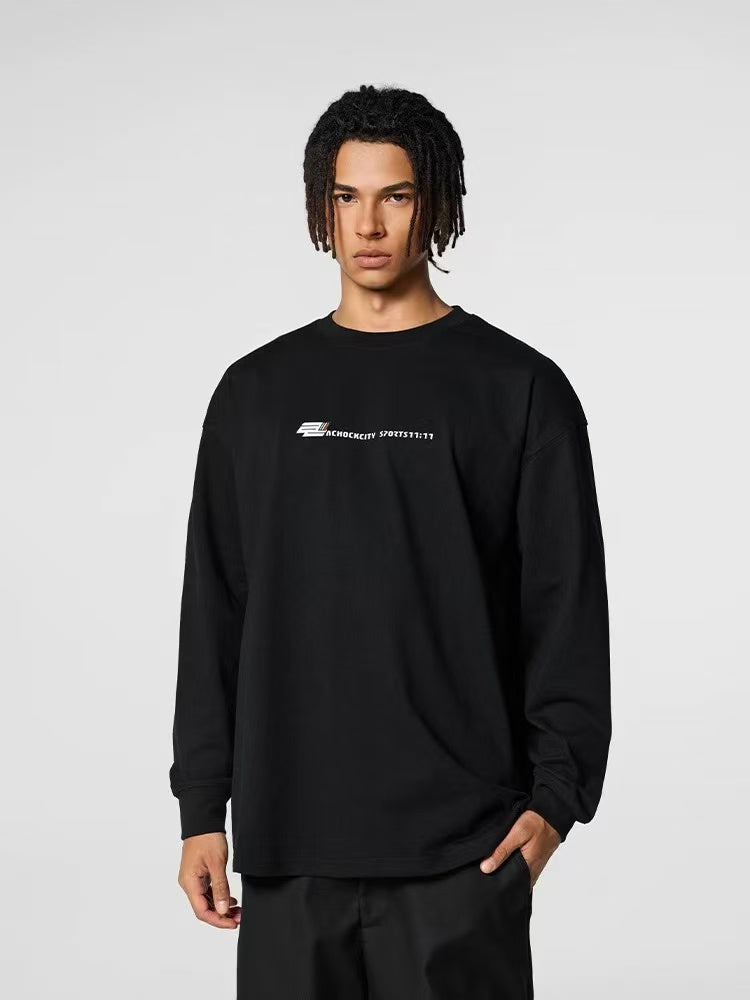 ACHOCK Solid Color Letter Print Long-sleeve T-shirt
