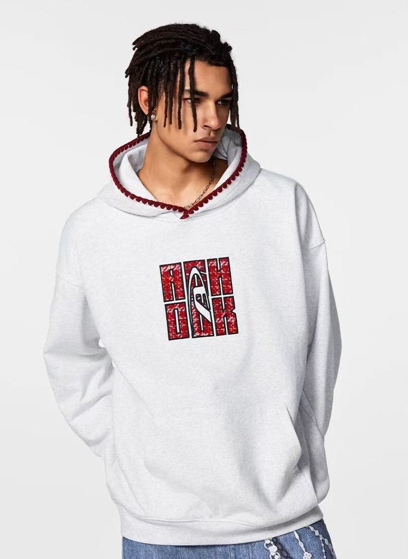ACHOCK Retro Patch Embroidered Hoodie