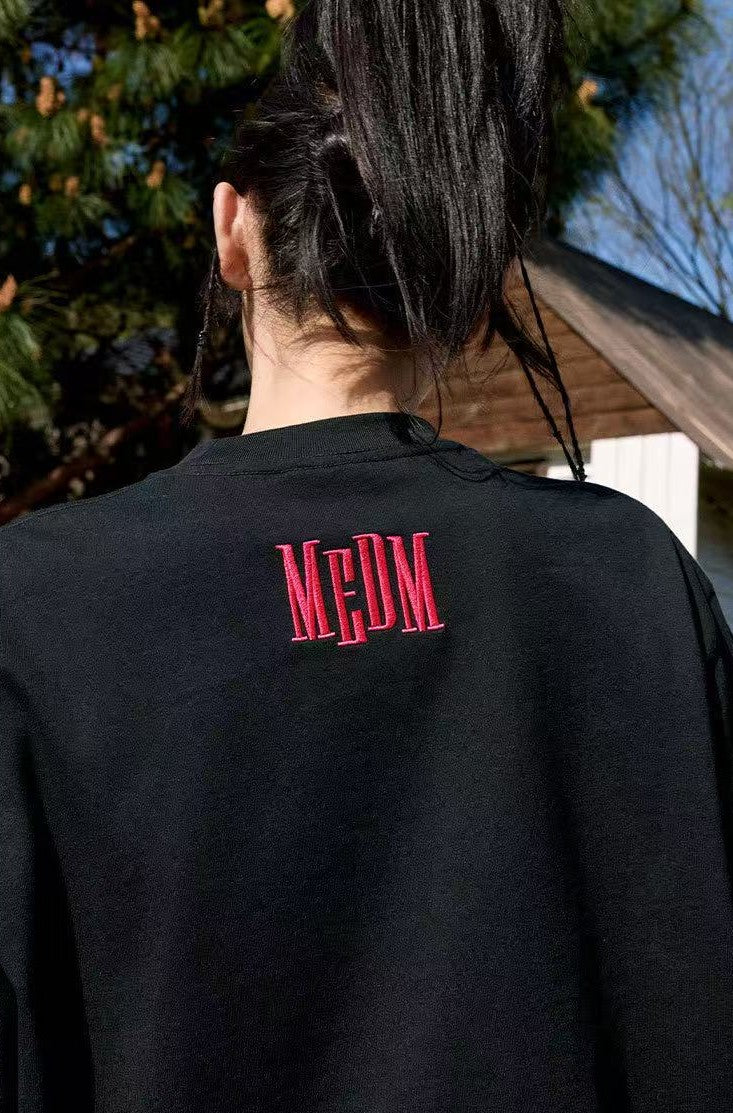 MEDM Webbing Embroidered Letter Short-sleeves T-shirt