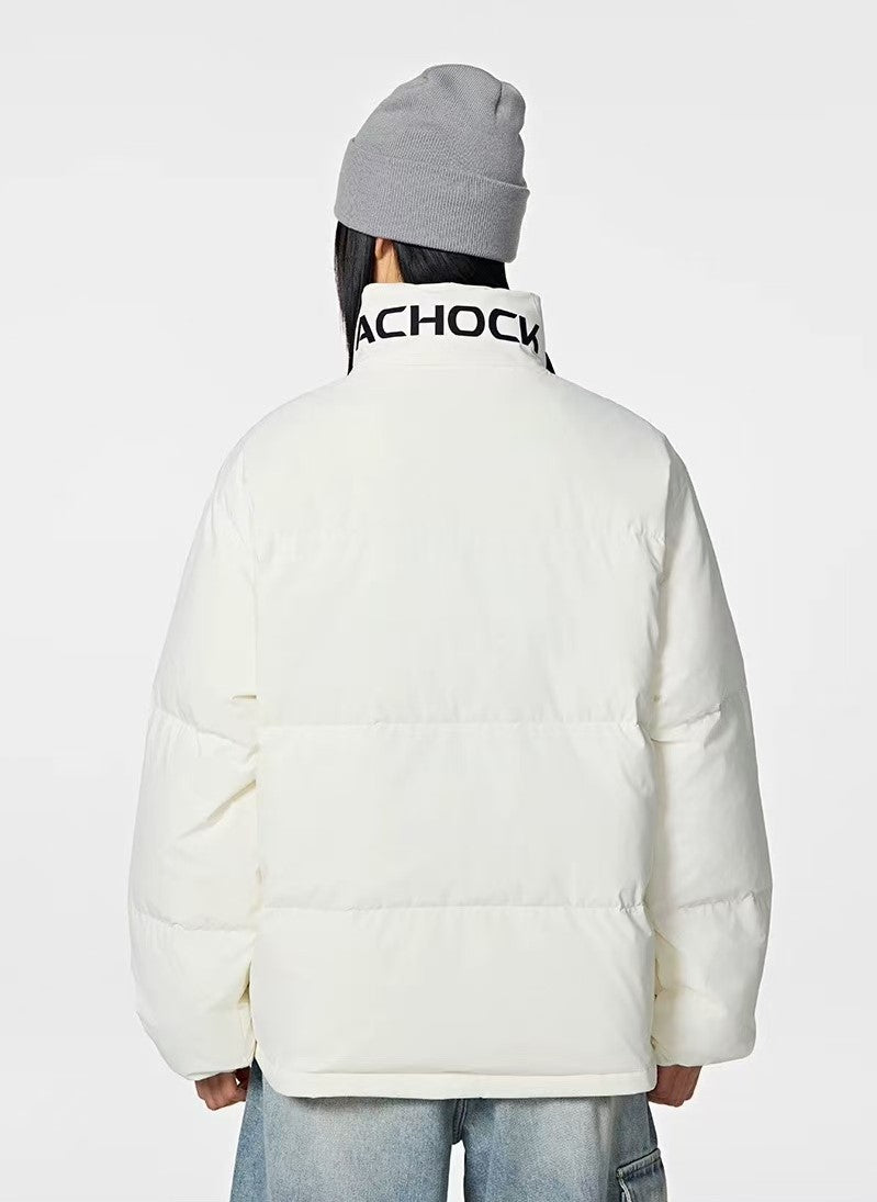 ACHOCK Logo Design Velvet Stand Collar Down Jacket