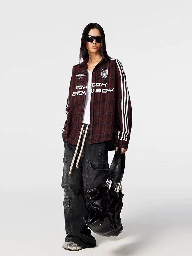 ACHOCK Striped Patchwork Long-sleeved Shirt